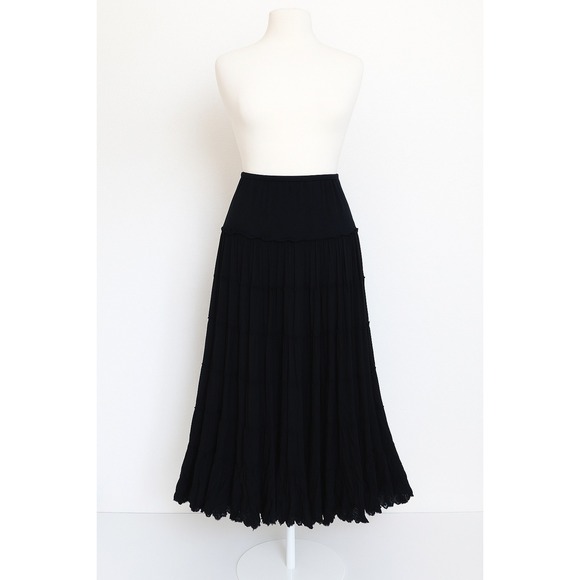 Y2K Derek Heart Womens Maxi Skirt Size M Black Tiered Boho Whimsigoth Witchy - Picture 1 of 9